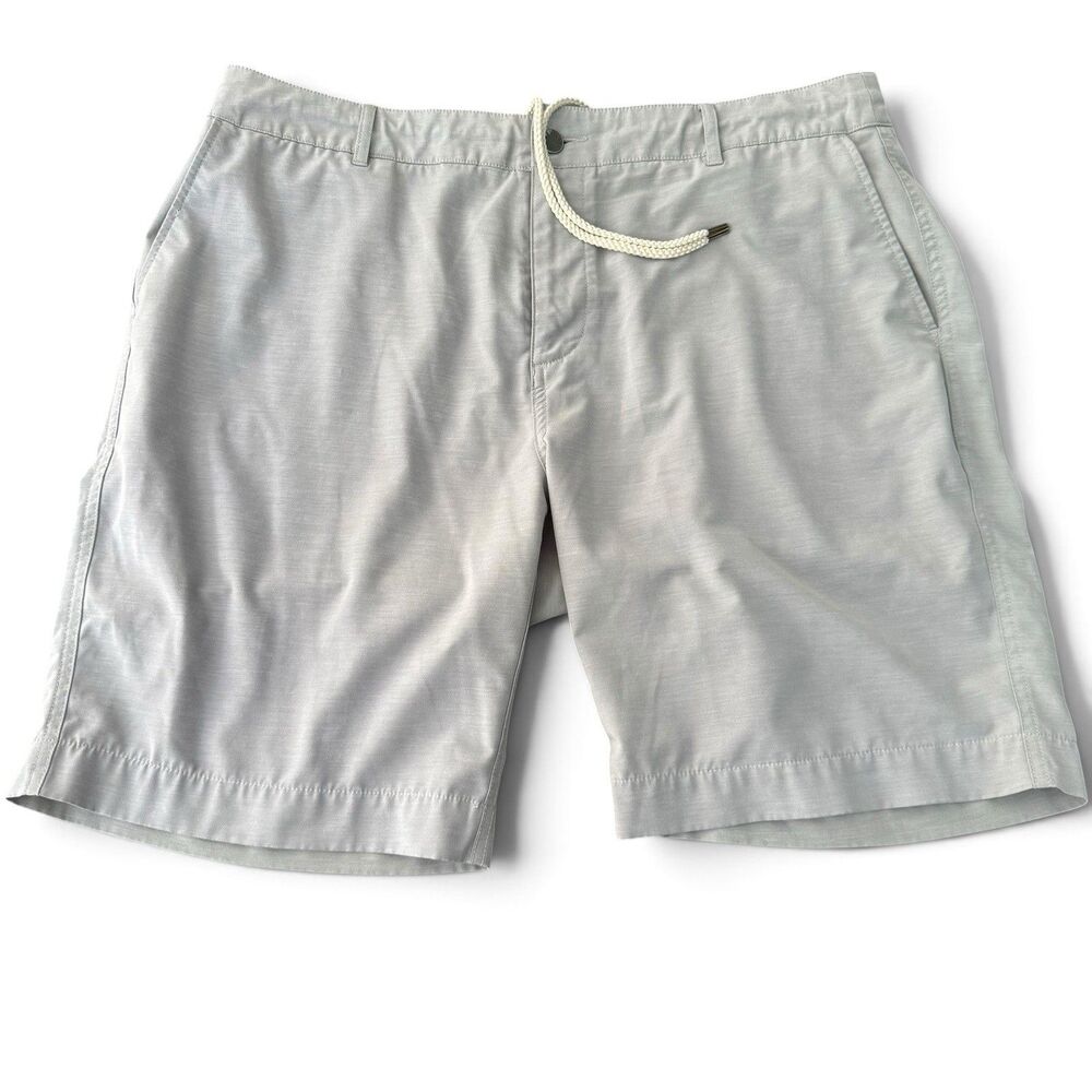 Faherty All Day Shorts Men 36‎ Gray Cotton Performance Chino Hybrid Drawstring